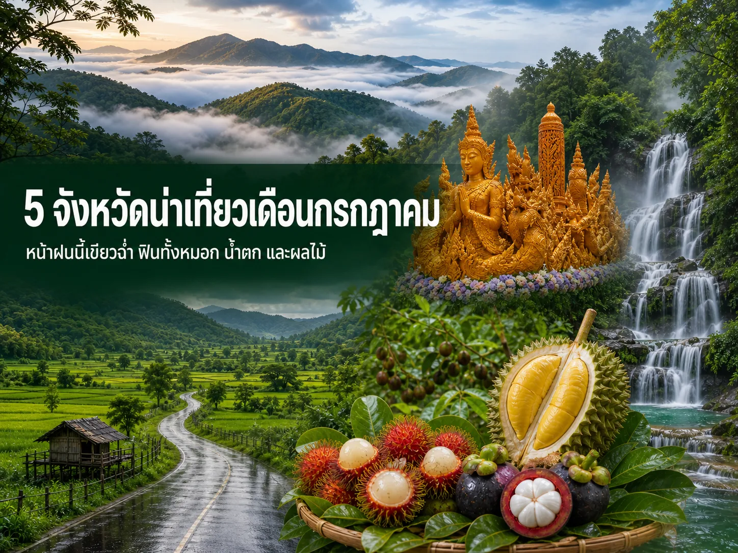 5 จังหวัดน่าเที่ยวเดือนกรกฎาคม หน้าฝนนี้เขียวฉ่ำ ฟินทั้งหมอก น้ำตก และผลไม้
